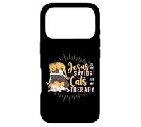 Jesus Is My Savior Cats Are My Therapy Cats & Jesus Case for iPhone 17 Pro