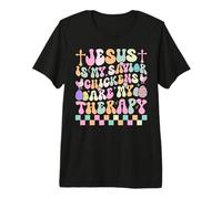 Jesus is My Savior Chickens are My Therapy Funny Easter Fun Premium T-Shirt