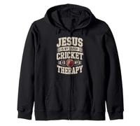 Jesus Is My Savior Cricket Is My Therapy Fans Zip Hoodie