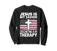 Jesus Is My Savior Crocheting Is My Therapy Christian Sweatshirt