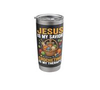 Jesus is My Savior Crocheting is My Therapy Stainless Steel Insulated Tumbler