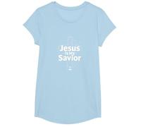 Jesus is My Savior Cross Christian Faith Inspiration T-Shirt, Girls, Baby Blue, XS
