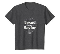 Jesus is My Savior Cross Christian Faith Inspiration T-Shirt, Kids, Dark Heather Grey, 2 Years