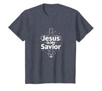 Jesus is My Savior Cross Christian Faith Inspiration T-Shirt, Kids, Heather Blue, 2 Years