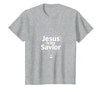 Jesus is My Savior Cross Christian Faith Inspiration T-Shirt, Kids, Heather Grey, 2 Years