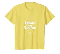 Jesus is My Savior Cross Christian Faith Inspiration T-Shirt, Kids, Lemon, 2 Years