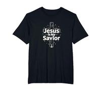 Jesus is My Savior Cross Christian Faith Inspiration T-Shirt, Men's Big and Tall, Black, 4X Tall