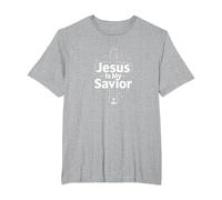 Jesus is My Savior Cross Christian Faith Inspiration T-Shirt, Men's Big and Tall, Heather Grey, 5X Tall