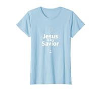 Jesus is My Savior Cross Christian Faith Inspiration T-Shirt, Women, Baby Blue, S