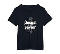 Jesus is My Savior Cross Christian Faith Inspiration T-Shirt, Women's Plus, Black, 2X