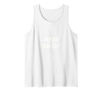 Jesus is My Savior Cross Christian Faith Inspiration Tank Top, Men, White, L