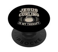 Jesus Is My Savior Curling Is My Therapy PopSockets Adhesive PopGrip