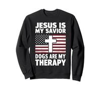 Jesus Is My Savior Dogs Are My Therapy Christian Sweatshirt