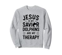 Jesus Is My Savior Dolphins Are My Therapy Christian Sweatshirt
