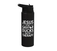 Jesus is My Savior Ducks are My Therapy Christian Stainless Steel Insulated Water Bottle