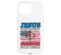 Jesus Is My Savior Freedom Is My Right Cross Flag Case for iPhone 15
