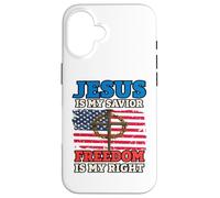 Jesus Is My Savior Freedom Is My Right Cross Flag Case for iPhone 16