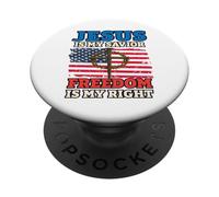 Jesus Is My Savior Freedom Is My Right Cross Flag PopSockets Adhesive PopGrip