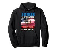 Jesus Is My Savior Freedom Is My Right Cross Flag Pullover Hoodie