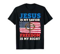 Jesus Is My Savior Freedom Is My Right Cross Flag T-Shirt