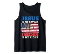 Jesus Is My Savior Freedom Is My Right Cross Flag Tank Top