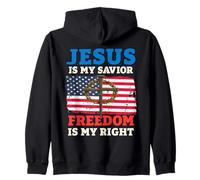 Jesus Is My Savior Freedom Is My Right Cross Flag Zip Hoodie
