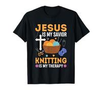 Jesus Is My Savior Knitting Is My Therapy T-Shirt