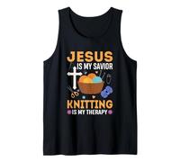 Jesus Is My Savior Knitting Is My Therapy Tank Top