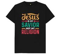 Jesus is My Savior Not My Religion Kids Womens Mens T Shirt Large Black
