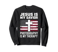 Jesus Is My Savior Photography Is My Therapy Christian Sweatshirt