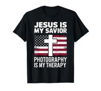 Jesus is My Savior Photography is My Therapy Christian T-Shirt