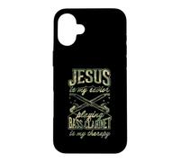 Jesus Is My Savior Playing Bass Clarinet Is My Therapy Case for iPhone 16 Plus