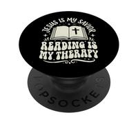 Jesus Is My Savior Reading Is My Therapy PopSockets Adhesive PopGrip