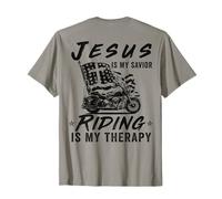 Jesus is My Savior Riding is My Therapy Motorcycle Riding T-Shirt