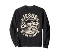 Jesus Is My Savior Surfing Is My Therapy Faith Surf Sweatshirt