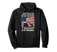 Jesus Is My Savior Trump Is My President American Flag Pullover Hoodie