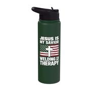 Jesus is My Savior Welding is My Therapy Christian Stainless Steel Insulated Water Bottle
