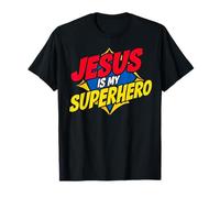 Jesus Is My Superhero Christian God Religious Comic Kids Boy T-Shirt