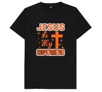 Jesus is My Superhero Kids Womens Mens T Shirt 14-15 Black