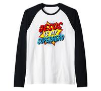 Jesus is My Superhero Raglan Baseball Tee