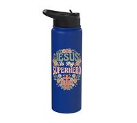 Jesus is My Superhero Stainless Steel Insulated Water Bottle