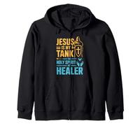 Jesus Is My Tank The Holy Spirit My Healer Christian Gamer Zip Hoodie