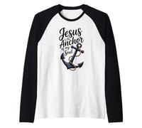 Jesus is The Anchor of My Soul Nautical Christian Themed Raglan Baseball Tee