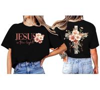 Jesus is The Light Shirt Floral Christian Shirt Women Black