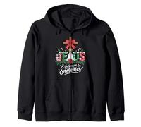 Jesus is the Reason for Snotesmes Holiday Faithful Christmas Zip Hoodie