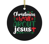 Jesus Is The Reason For The Christmas Season Christmas Ornament Round Shape Ceramic Hanging Ornaments Xmas Tree Decoration Party Supplies