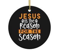 Jesus Is The Reason For The Christmas Season Christmas Ornament Round Shape Ceramic Hanging Ornaments Xmas Tree Decoration Party Supplies