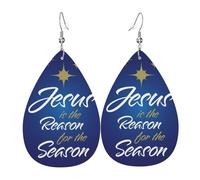 Jesus Is The Reason For The Christmas Season Leather Earrings For Women Water Drop Earrings Lightweight Dangle Earrings Jewelry