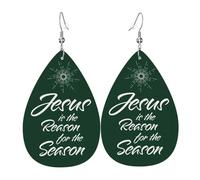 Jesus Is The Reason For The Christmas Season Leather Earrings For Women Water Drop Earrings Lightweight Dangle Earrings Jewelry