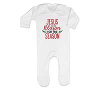 Jesus is The Reason for The Season [BCX] Baby Romper Jumpsuit with feet, 6-12 Months, White